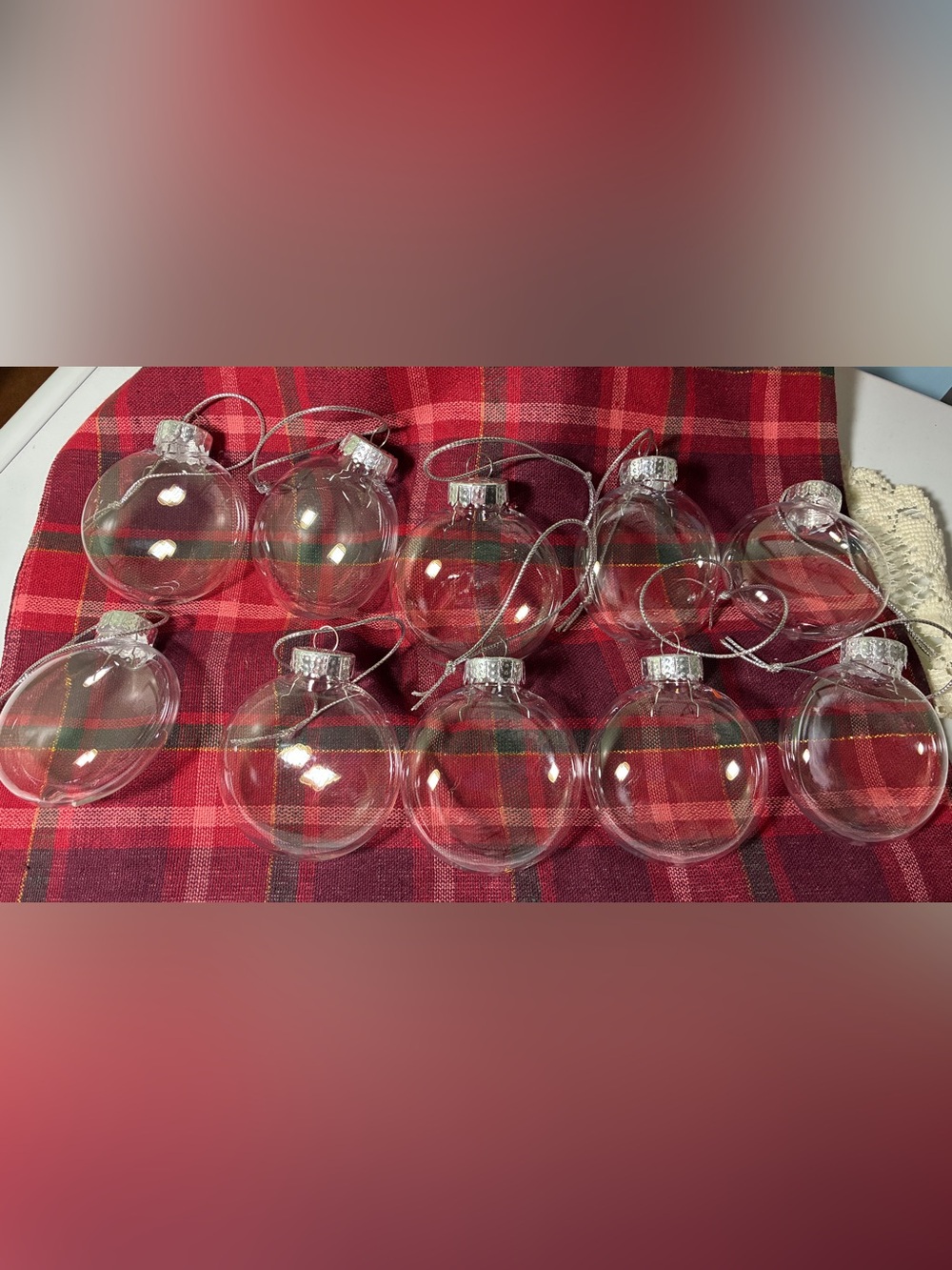 10 Clear  Ornaments for Crafts - 60mm (3 inches) Flat Fillable Ornaments